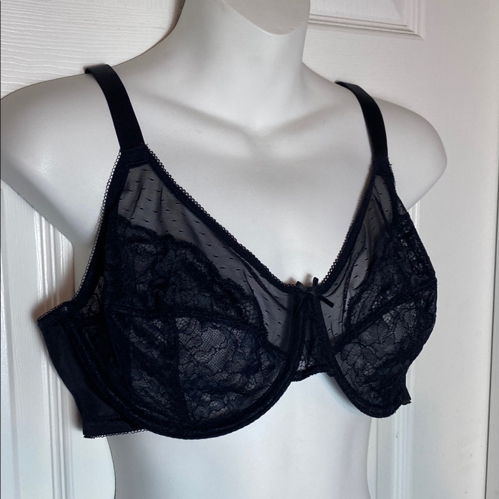 HSIA Black Lace Floral  Underwire Bra Adjustable Straps 38D